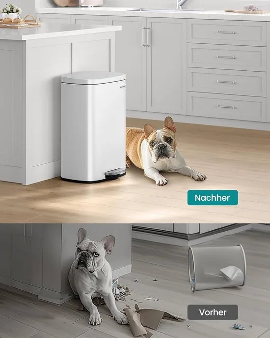 Furnstar Vuilnisemmer – 50 L – Afvalemmer / Pedaalemmer – Met Deksel & Softclose – Voetpedaal – Staal – Binnenemmer – Wit