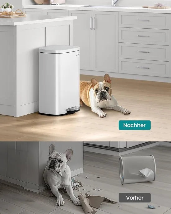 Furnstar Vuilnisemmer – 50 L – Afvalemmer / Pedaalemmer – Met Deksel & Softclose – Voetpedaal – Staal – Binnenemmer – Wit