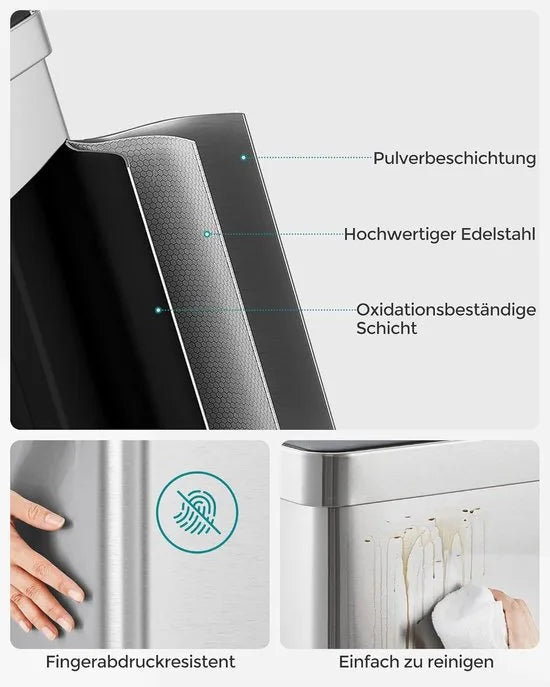 Furnstar Vuilnisemmer voor keuken - 2 x 30 L - Afvalscheidingssysteem - 2 vakken - Inclusief 15 vuilniszakken - Roestvrij staal - Kunststof binnenemmer - Met deksel - Softclose - 58 x 31,5 x 59 cm - Zilver