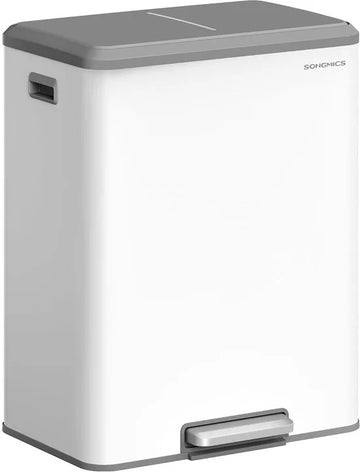 Furnstar Vuilnisemmer voor keuken - Afvalscheidingssysteem 2 x 30 L - 2 vakken voor recycling en restafval - Afvalemmer met binnenemmer - Staal - Softclose deksel - Breed robuust pedaal - Wolkenwit