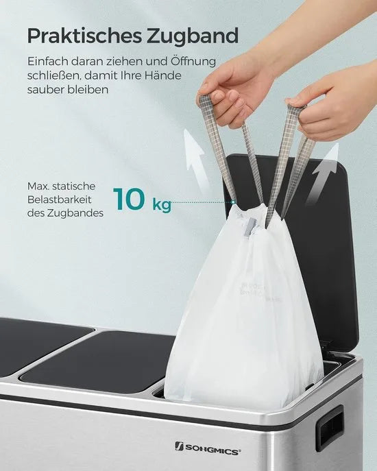 Furnstar Vuilniszakken met Trekkoord – Extra Sterk – Geschikt voor 20L Vuilnisemmer – 120 Stuks (3 Rollen) – Wit