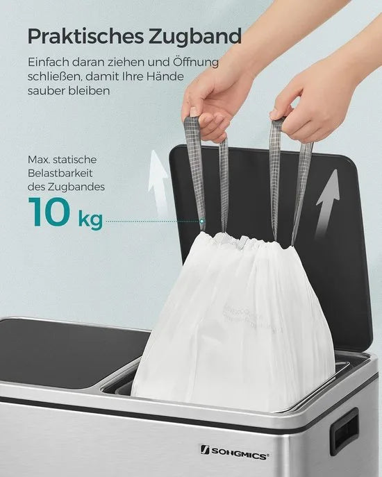 Furnstar Vuilniszakken met Trekkoord – Extra Sterk – Voor 25 Liter Vuilnisemmer – Precies Passend – 120 Stuks (3 Rollen) – Wit
