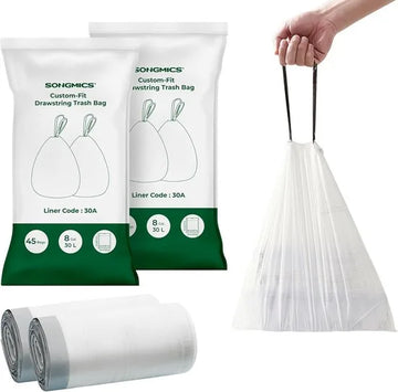 Furnstar Vuilniszakken met Trekkoord – Extra Sterk – Voor 30 Liter Vuilnisemmer – 90 Stuks (2 Rollen) – Wit