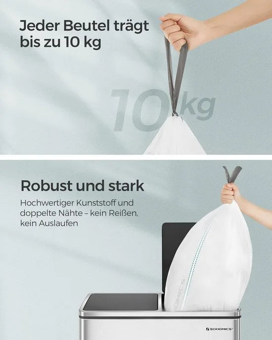 Furnstar Vuilniszakken met Trekkoord – Extra Sterk – Voor 30 Liter Vuilnisemmer – 180 Stuks (4 Rollen) – Wit