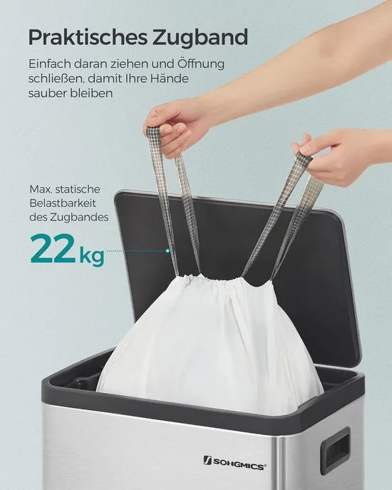 Furnstar Vuilniszakken met Trekkoord – Extra Sterk – Voor 50 Liter Vuilnisemmer – Precies Passend – 80 Stuks (2 Rollen) – Wit