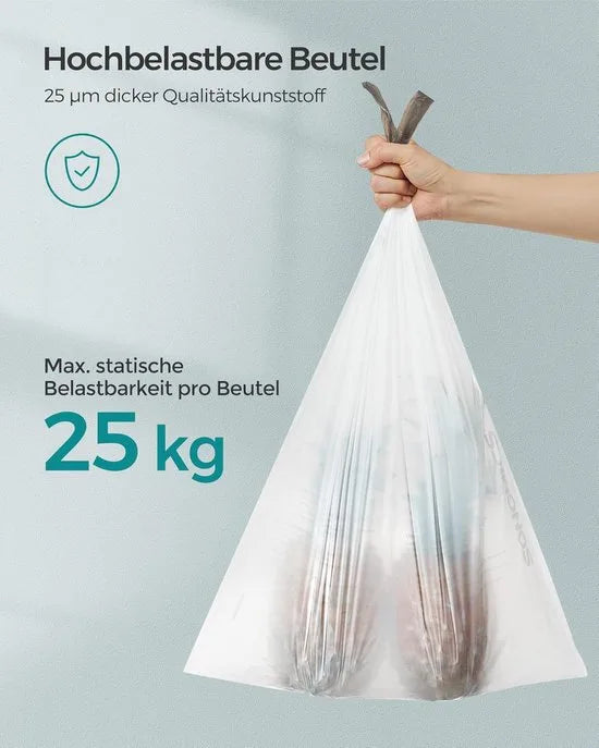 Furnstar Vuilniszakken met Trekkoord – Extra Sterk – Voor 50 Liter Vuilnisemmer – Precies Passend – 80 Stuks (2 Rollen) – Wit