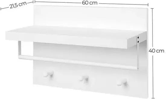 FurnStar wandkapstok - Hangende kapstok - 60x40x21.5cm - Wit