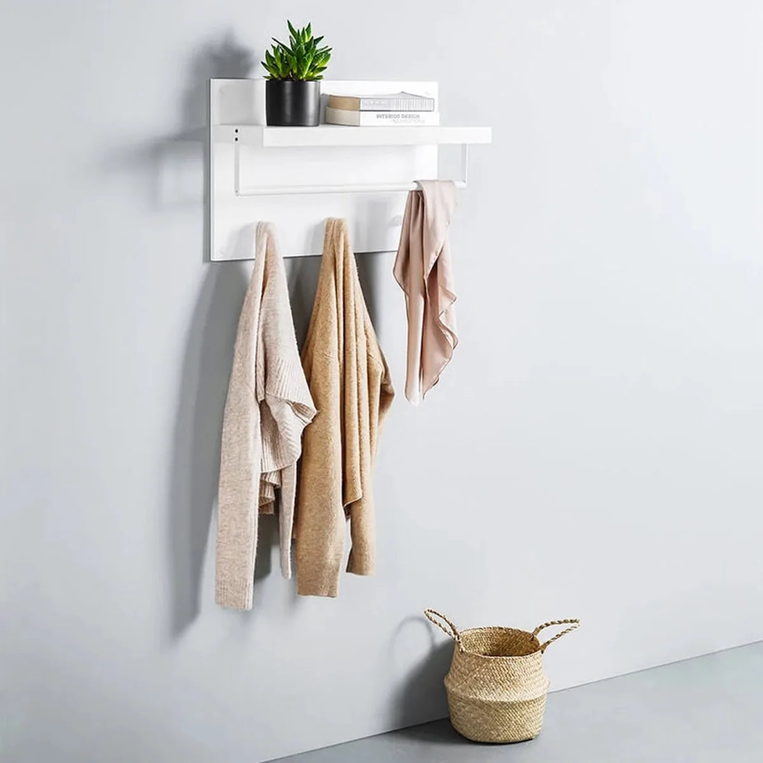 FurnStar wandkapstok - Hangende kapstok - 60x40x21.5cm - Wit