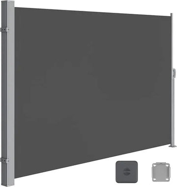 FurnStar - Zijmarkies - Windscherm - Uittrekbaar zijrolgordijn 180 x 400 cm - Zonwering - Ondoorzichtig - Balkon, terras, tuin - Antraciet