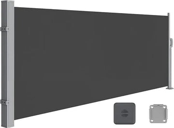 FurnStar - Zijwand - Windscherm - Uittrekbaar zijrolgordijn 140 x 300 cm - Zonwering - Ondoorzichtig - Balkon, terras, tuin - Antraciet