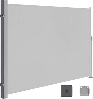 FurnStar - Zijwand - Windscherm - Uittrekbaar zijrolgordijn 160 x 350 cm - Zonwering - Ondoorzichtig - Balkon, terras, tuin - Lichtgrijs