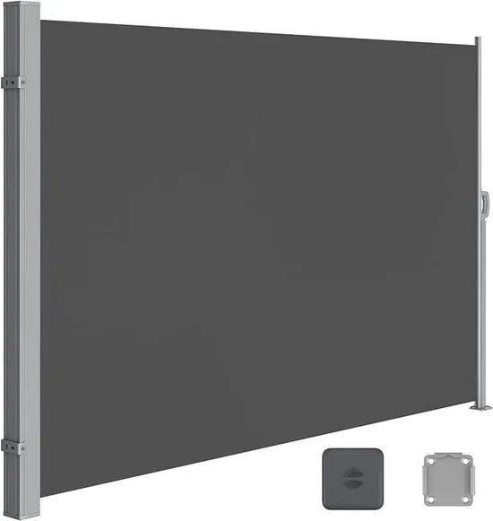 FurnStar - Zijwand - Windscherm - Uittrekbaar zijrolgordijn 180 x 450 cm - Zonwering - Ondoorzichtig - Balkon, terras, tuin - Antraciet