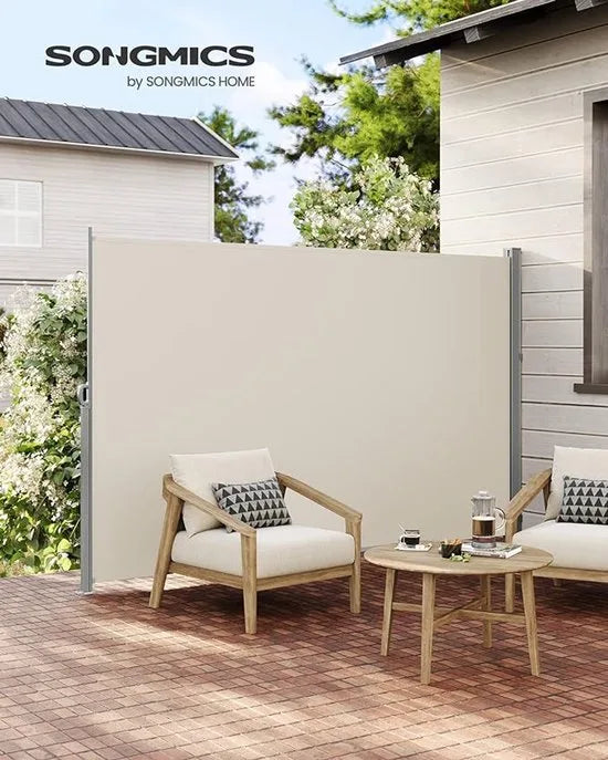 FurnStar - Zijwand - Windscherm - Uittrekbaar zijrolgordijn 200 x 300 cm - Zonwering - Ondoorzichtig - Balkon, terras, tuin - Beige