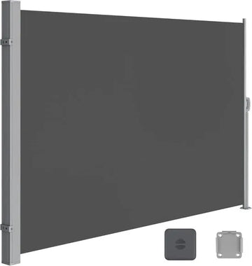 FurnStar - Zijwand - Windscherm - Uittrekbaar zijrolgordijn 200 x 350 cm - Zonwering - Ondoorzichtig - Balkon, terras, tuin - Antraciet
