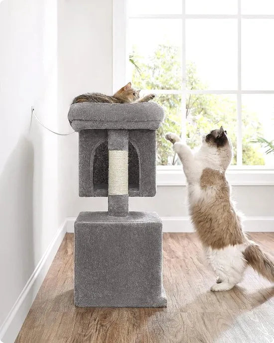 Grote Krabpaal voor meerdere Katten, Kat Condo met Hangmat, Kattenpaal, 96 cm, lichtgrijs