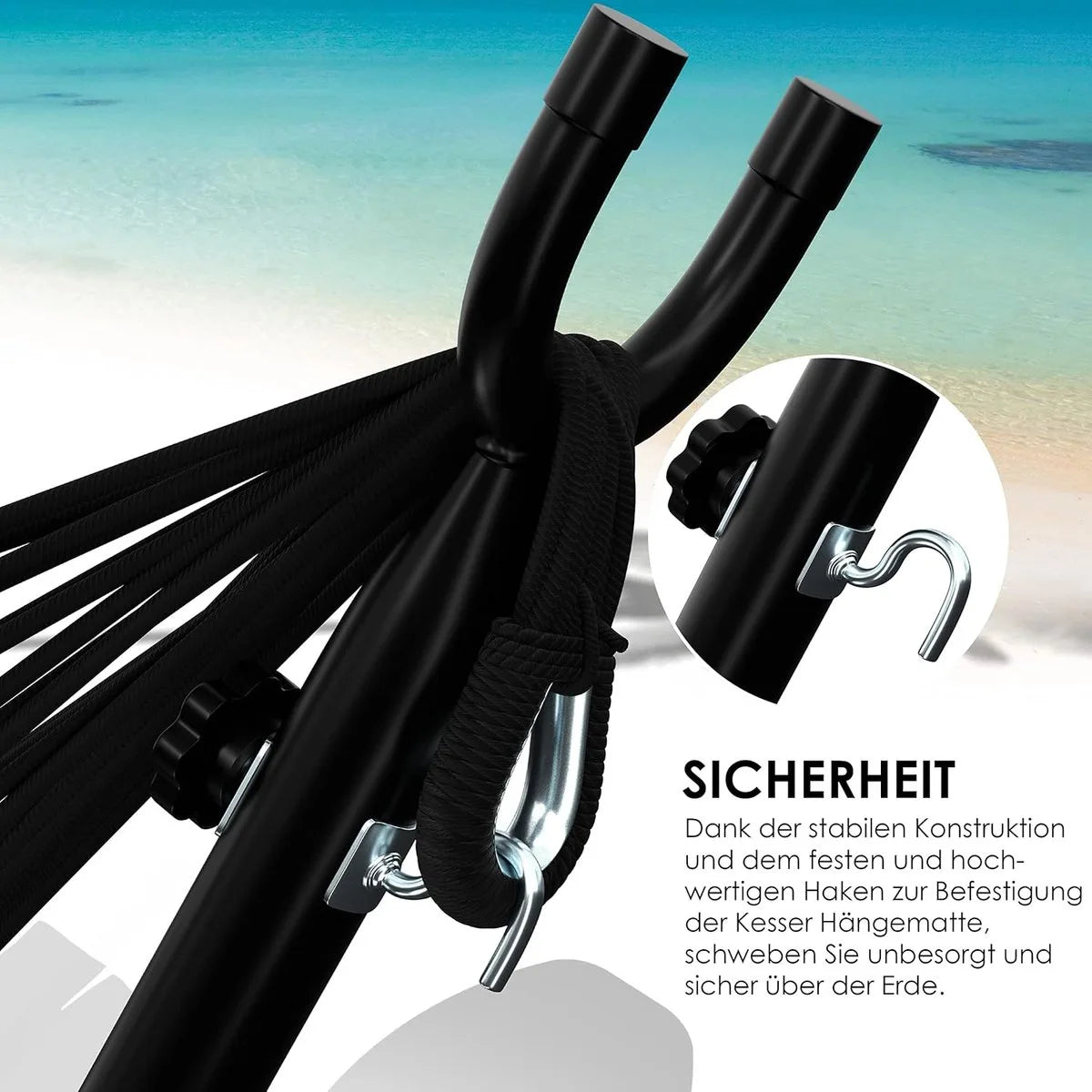 Hangmat - Hangmat met Standaard - dubbele hangmat voor 2 personen - stabiel frame - 200 kg draagvermogen binnen en buiten XXL tuin - vor zwembad - balkon - terras - Beige kleur