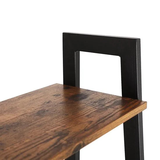 Industriële Wandkast met 4 Planken - Zwart/ Rustiek Bruin