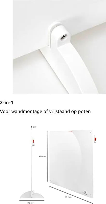 Infrarood Verwarmingspaneel 550W staand of hangend - Paneel - Verwarming vrijstaand - Verplaatsbaar - Heater