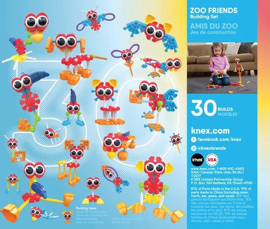K'NEX Kid Zoo Friends – Dieren Bouwset – 30 Bouwideeën – 55 Onderdelen – Vanaf 3 Jaar