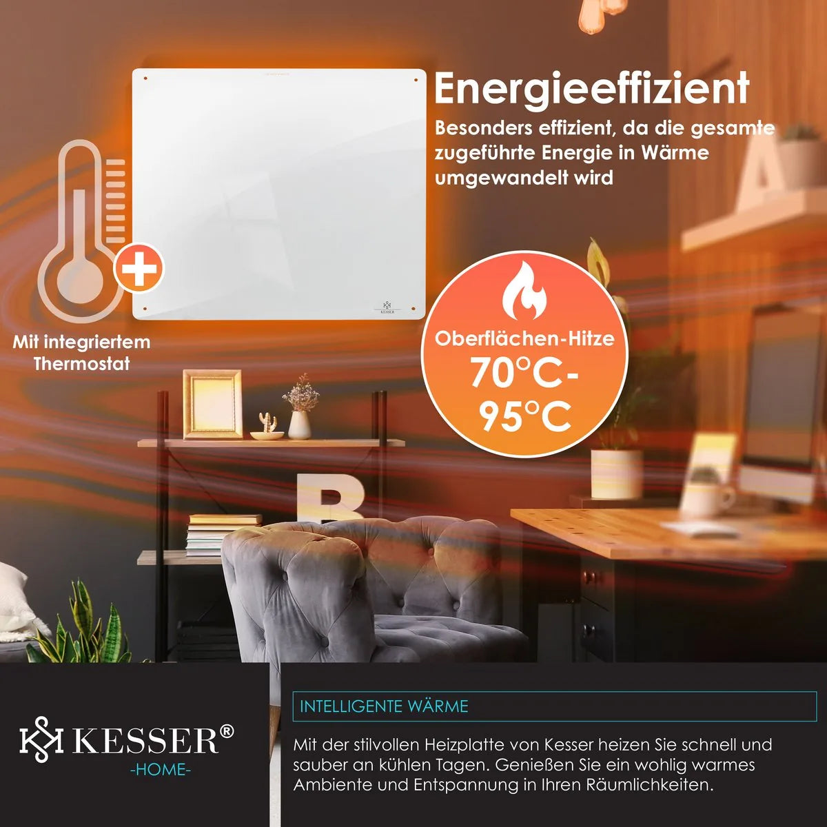 Kesser Infrarood Verwamingspaneel - 550 Watt - Infrarood kachel - Energiezuinig - Heater