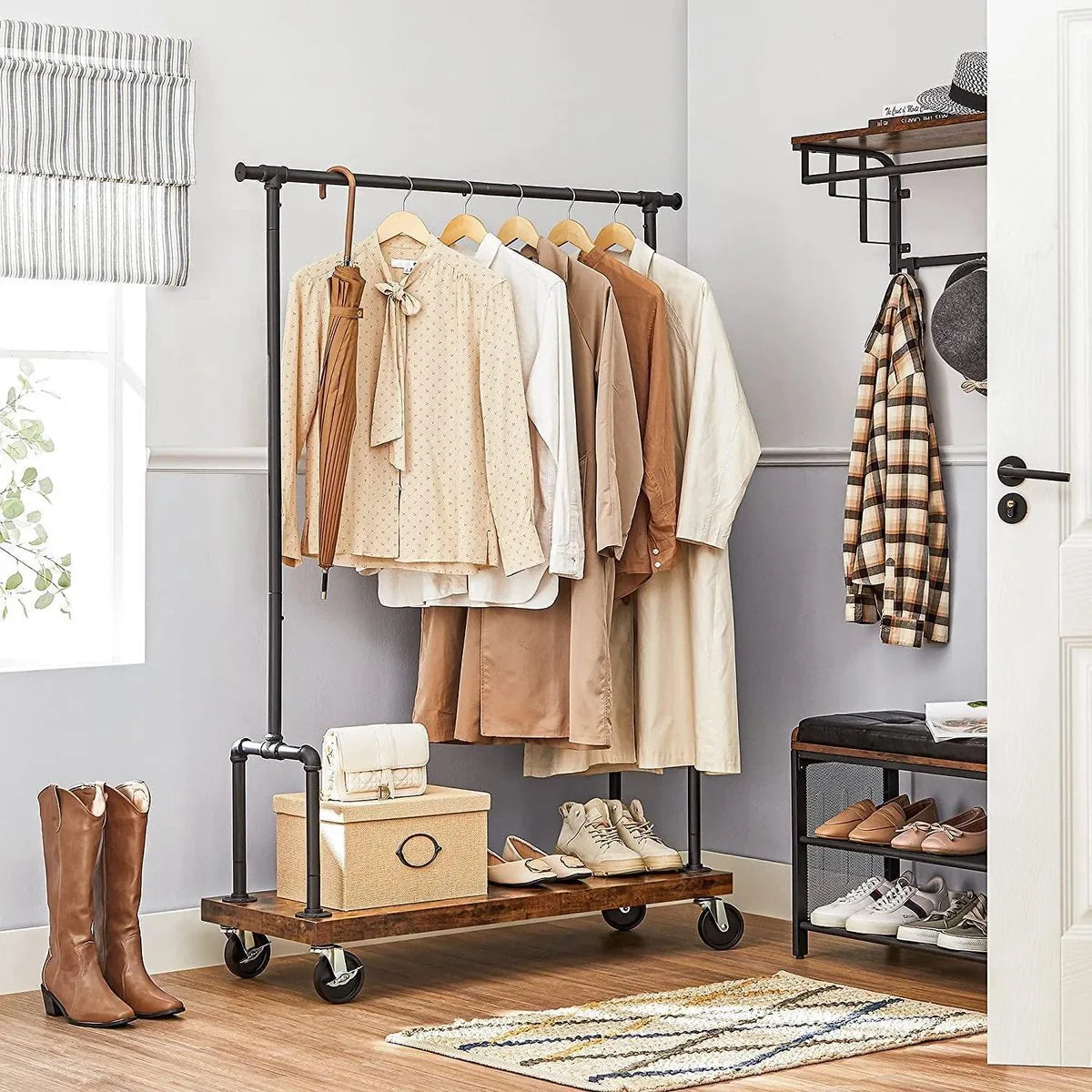 Kledingrek - DesignFashion - Industriële stijl - Praktisch - Bruinzwart