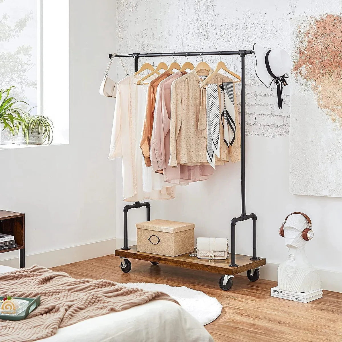 Kledingrek - DesignFashion - Industriële stijl - Praktisch - Bruinzwart