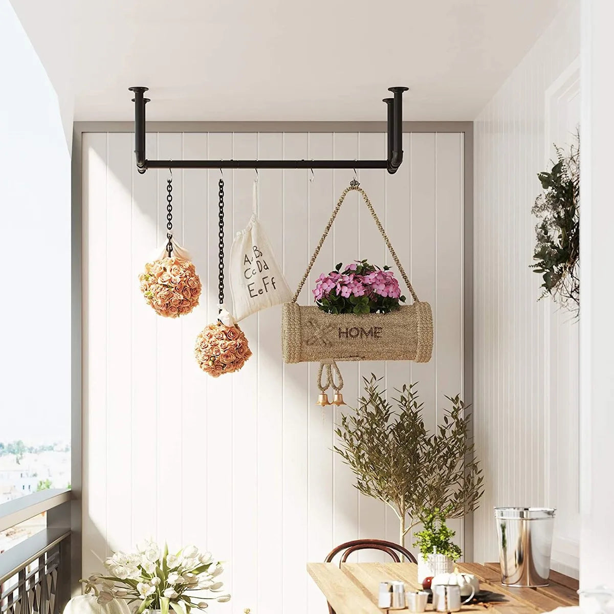 Kledingstangen Set Van 2, Garderobestangen İn İndustrieel Design, Wandmontage, Ruimtebesparend, 110 X 30 X 29,3 Cm, Tot 60 Kg Belastbaar, Eenvoudige Montage, Voor Kleine Ruimtes, Zwart