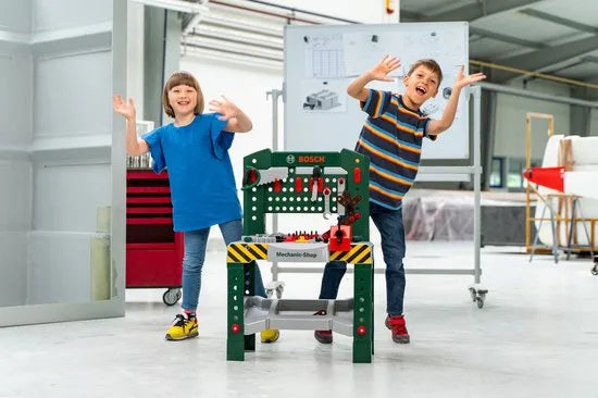 Klein Toys Bosch mini speelgoed werkbank – 77 delig – met veel accessoires - met leerfuncties – donkergroen
