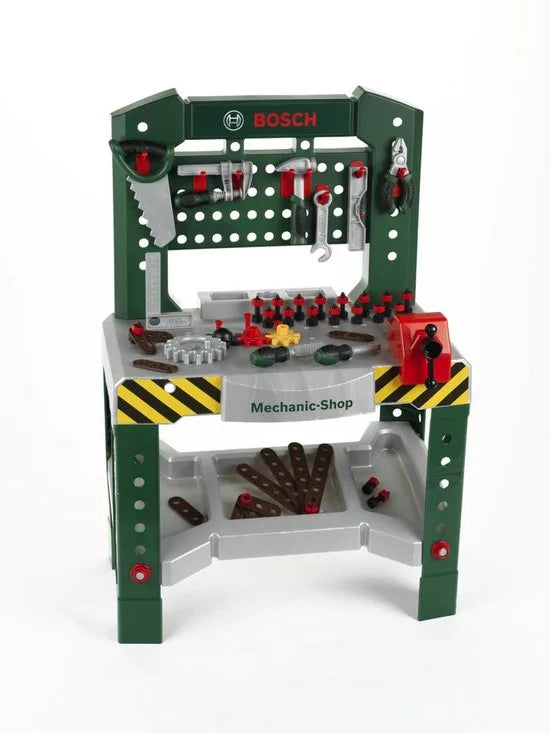 Klein Toys Bosch mini speelgoed werkbank – 77 delig – met veel accessoires - met leerfuncties – donkergroen