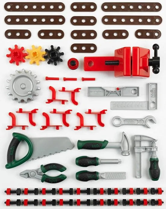 Klein Toys Bosch mini speelgoed werkbank – 77 delig – met veel accessoires - met leerfuncties – donkergroen