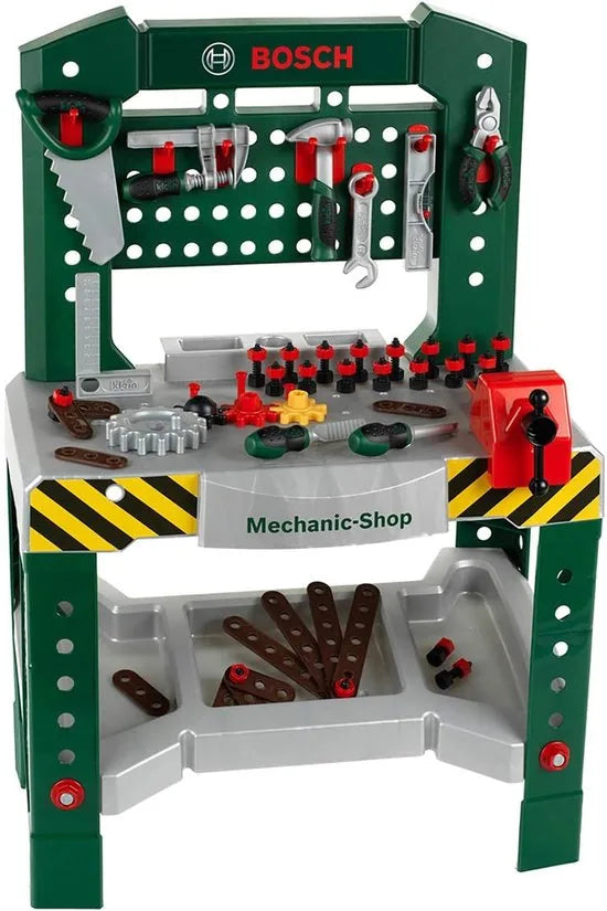 Klein Toys Bosch mini speelgoed werkbank – 77 delig – met veel accessoires - met leerfuncties – donkergroen