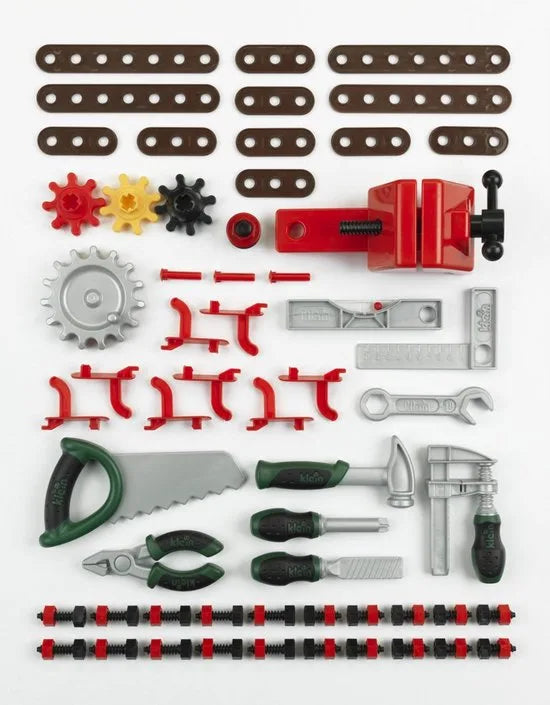 Klein Toys Bosch mini speelgoed werkbank – 77 delig – met veel accessoires - met leerfuncties – donkergroen