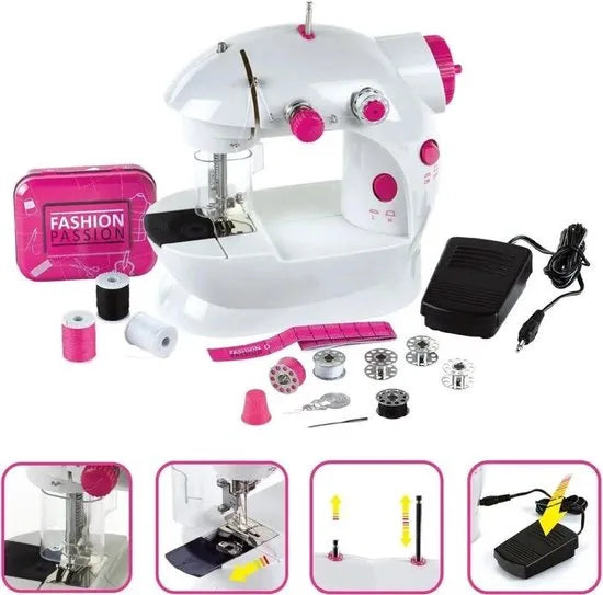 Klein Toys Fashion Passion kindernaaimachine - incl. alle benodigdheden - wit roze