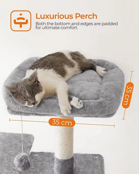 Krabpaal met Hangmat - Hoogwaardige Kwaliteit - Kattenboom - Poezen - Katten - Kattenliefhebbers - 143 CM - Lichtgrijs