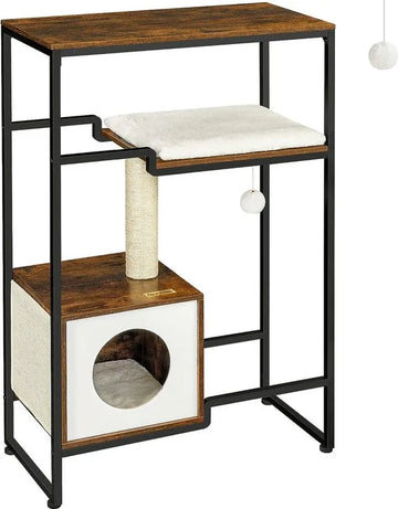 Krabpaal voor katten - Kattenkrabpaal - Kattenpaal - Kattenmeubel - 12.8 kg - MDF - Staal - Bruin - Zwart - 74 x 34 x 114 cm