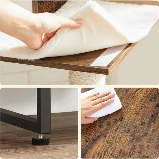 Krabpaal voor katten - Kattenkrabpaal - Kattenpaal - Kattenmeubel - 12.8 kg - MDF - Staal - Bruin - Zwart - 74 x 34 x 114 cm