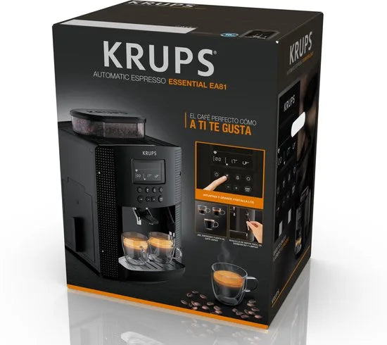 Krups Essential EA8150 - Volautomatische Espressomachine - Thermoblock-systeem - Personaliseren en Favorieten Opslaan - Zwart - Koffiemachine met bonen
