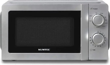KUMTEL - 2 in 1 magnetron met grill - 20 liter - 8 standen - glazen draaiplateau - tijdgestuurde ontdooifunctie - gemakkelijk te reinigen binnenovenruimte - 30,1 x 31,1 x 20,2 cm - zilver