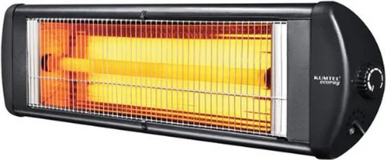 KUMTEL Infrarood Heater 2500 Watt - Terrasverwarmer - Wand- en Plafondmontage - Waterdicht IP55 - 5 Vermogensniveaus - Terrasverwarmer - Zwart - Terras Verwarming Elektriciteit - 30m²