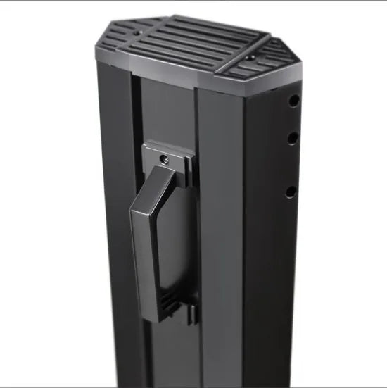 KUMTEL Infrarood staande warmtestraler met thermostaat, infrarood verwarming voor binnen en buiten, 2 warmtestanden, standaard, draagbaar, elegant design, 1200 watt, zwart