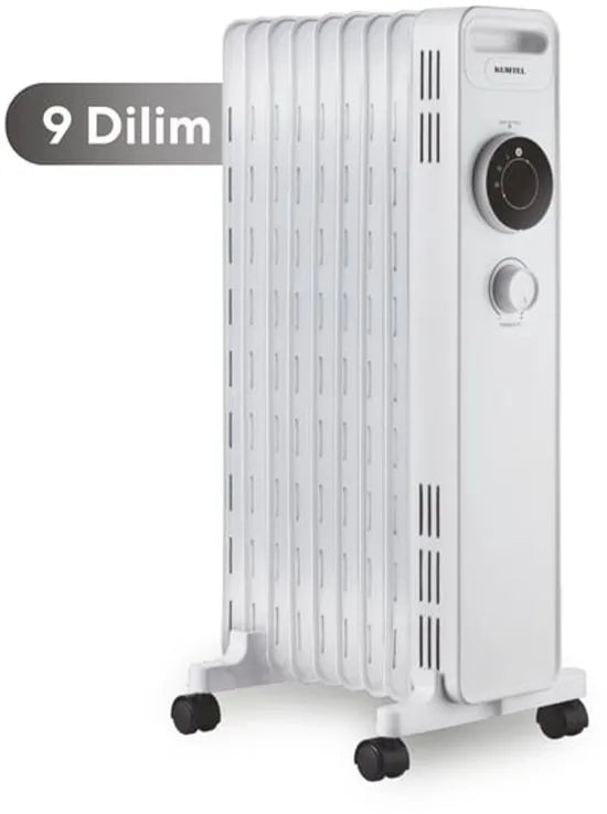 Kumtel Olieradiator - Elektrische Kachel - Thermostaat - Chauffage electrique - 3 Standen - tot 2000W - Gemakkelijk Draagbaar - Antivriessysteem - 9 Vinnen Wit |