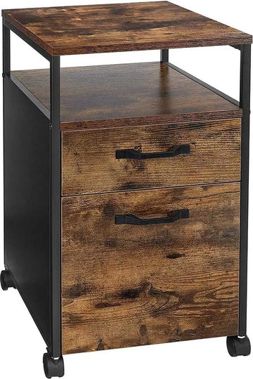 Ladekastje industrieel - Kantoor - Bureau - Slaapkamer - Ladekast op wielen - Hout - 41x45x66cm