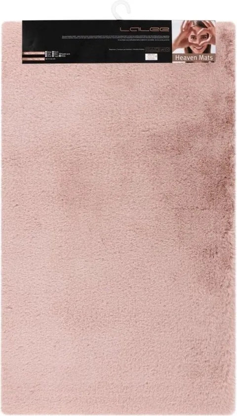 Lalee Heaven – Hoogpolig- Superzachte Badmat – Antislip – Douchemat – Toiletmat – Wasbaar – Voor Badkamer - 40x60 cm - Zilver – Roze