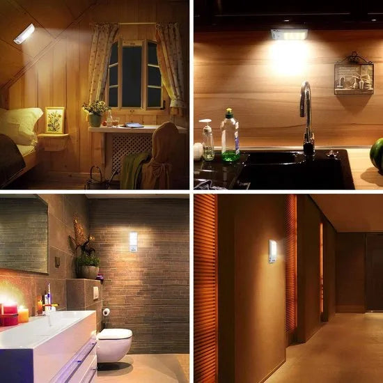 Led Nachtlampje, techole [2 stuks] LED kast licht met 24 LED, USB accu, Motion Sensor Nachtlampje met Stick-on magneetstrip voor kast, Hal, trappenhuis, kast, Garage/Lade en andere... [Energieklasse A++]