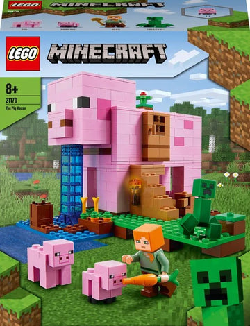 LEGO® MinecraftTM Het varkenshuis 21170; ben je op zoek naar een leuk Minecraft cadeau voor kinderen? Dit coole LEGO speelgoed voor Minecraft spelers bevat Alex, een CreeperTM en een huis in de vorm van een reusachtig varken om zelf te bouwen (490 on