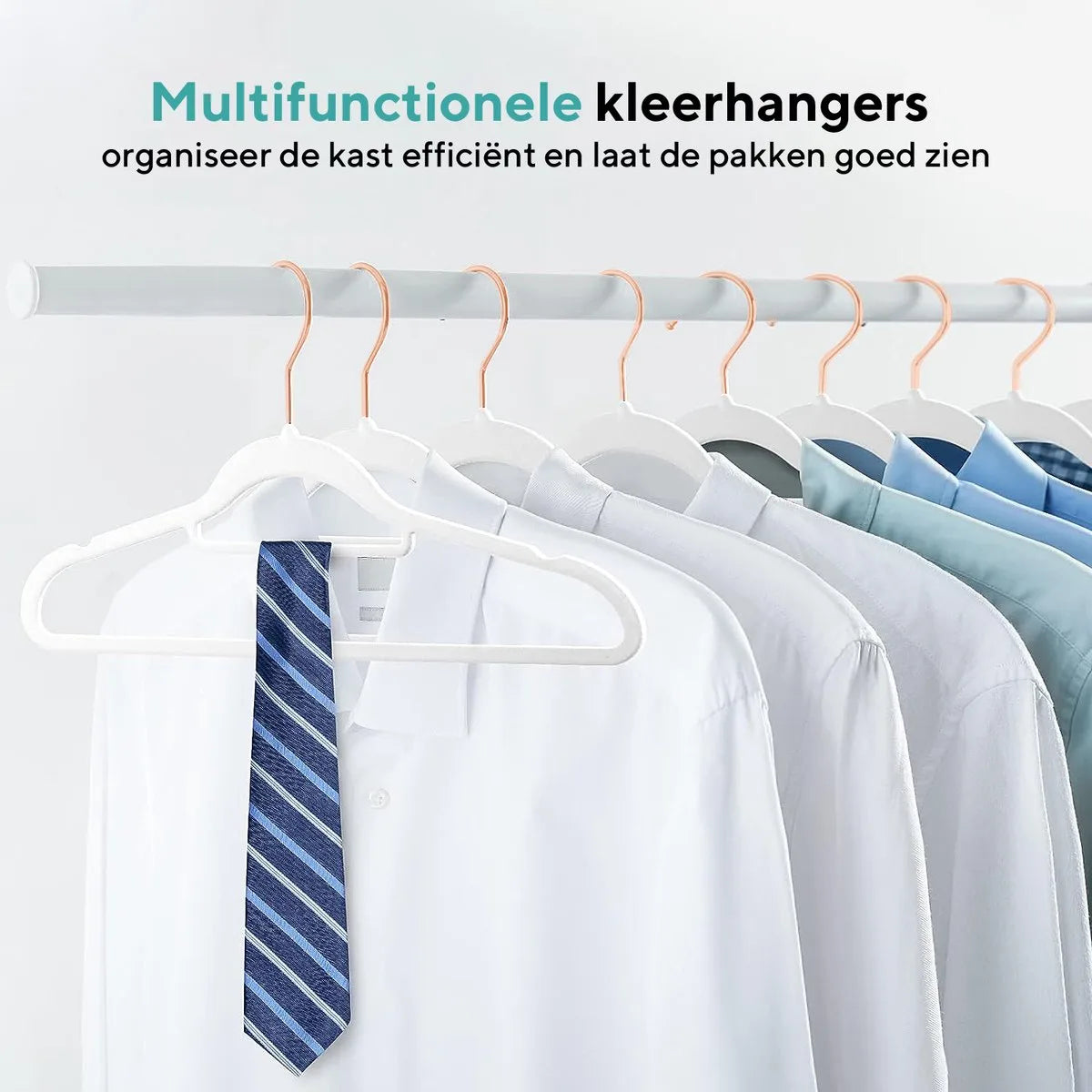 Life's green® Velvet Hanger - Fluwelen Kleerhangers - 30 Stuks - Kledinghangers - Anti-slip - Velvet – Wit met Rosé haak