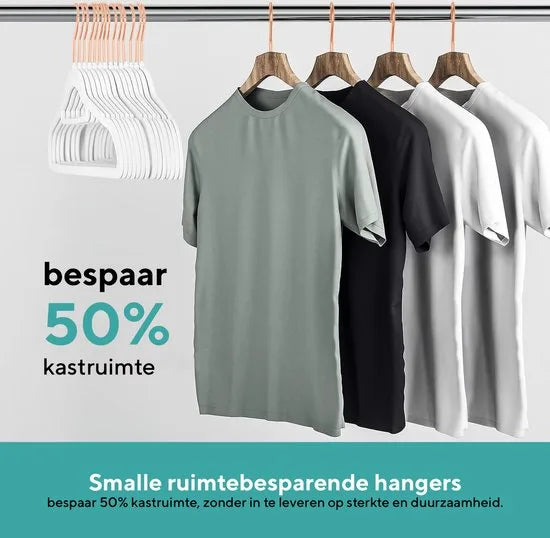 Life's green® Velvet Hanger - Fluwelen Kleerhangers - 30 Stuks - Kledinghangers - Anti-slip - Velvet – Wit met Rosé haak