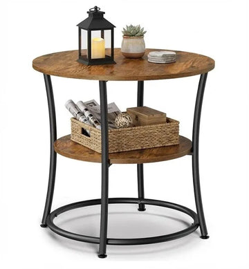MAZAZU - Bijzettafel - Vintage - Industrieel Design - nachtkastje - Diameter 55 cm