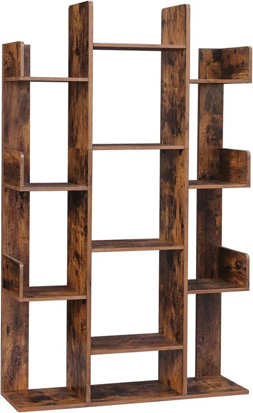 MIRA Home - Boekenkast - Vakkenkast - Hout - Bruin/zwart - 74x29.6x154.5