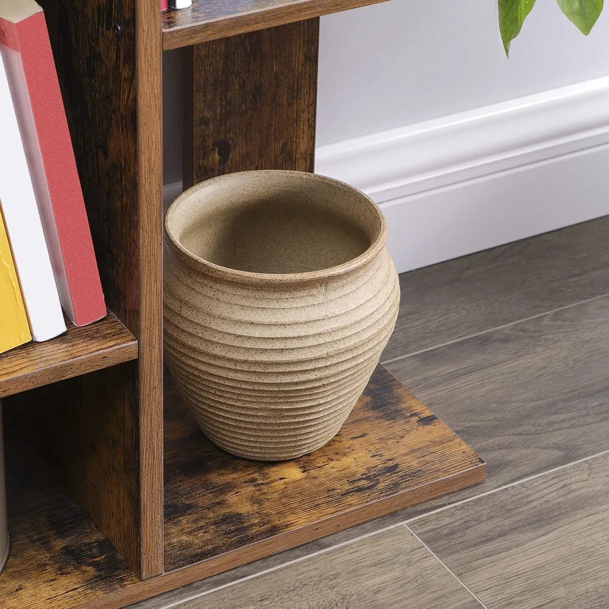 MIRA Home - Boekenkast - Vakkenkast - Hout - Bruin/zwart - 74x29.6x154.5